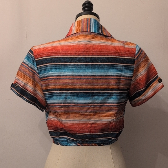 Striped Multicolor Tie-Front Women Top - Picture 2 of 3